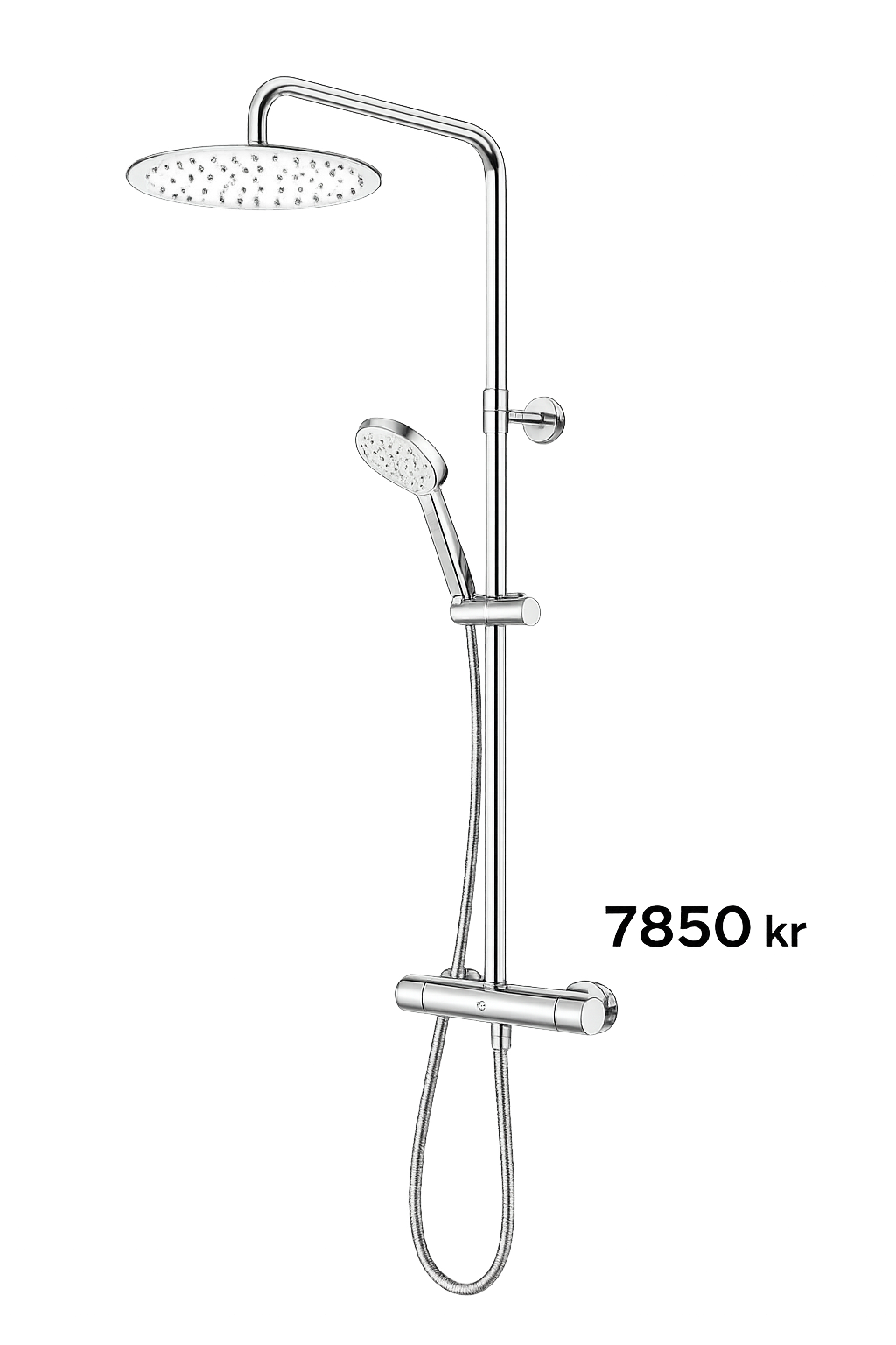 Modern Takdusch i Krom – Komplett Duschpaket med Termostat, 7850 kr