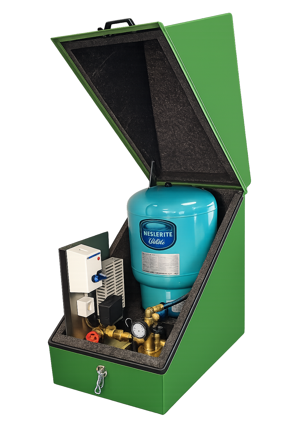 Minipumphus med trycktank och styrsystem för egen brunn